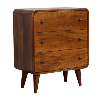 Mini Curved Chestnut Chest. 100% Solid Mango Wood
