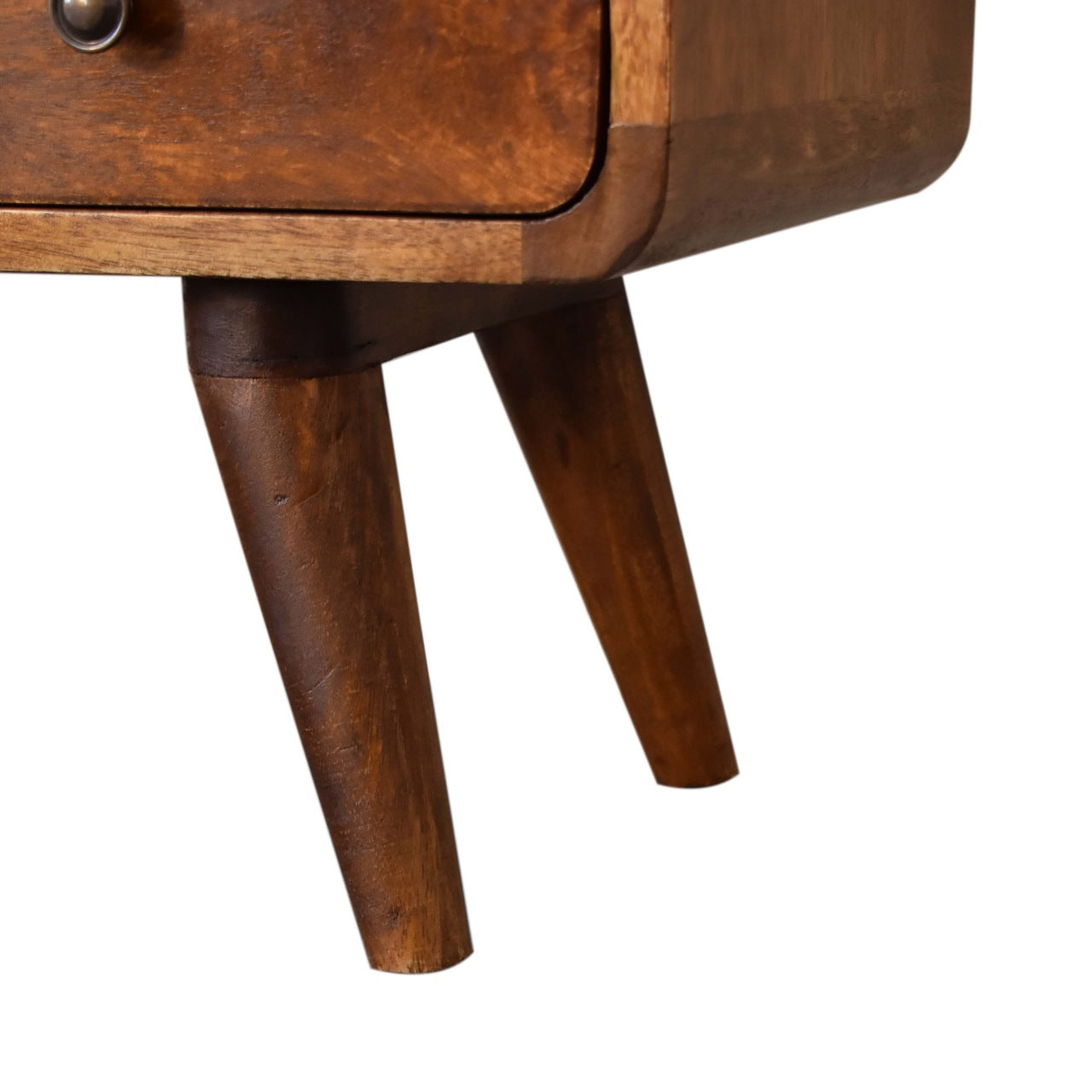 Mini Curved Chestnut Media Unit. 100% Solid Mango Wood