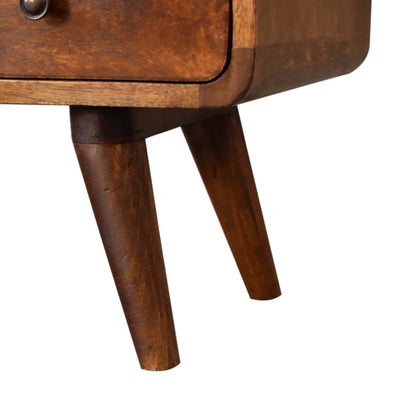 Mini Curved Chestnut Media Unit. 100% Solid Mango Wood