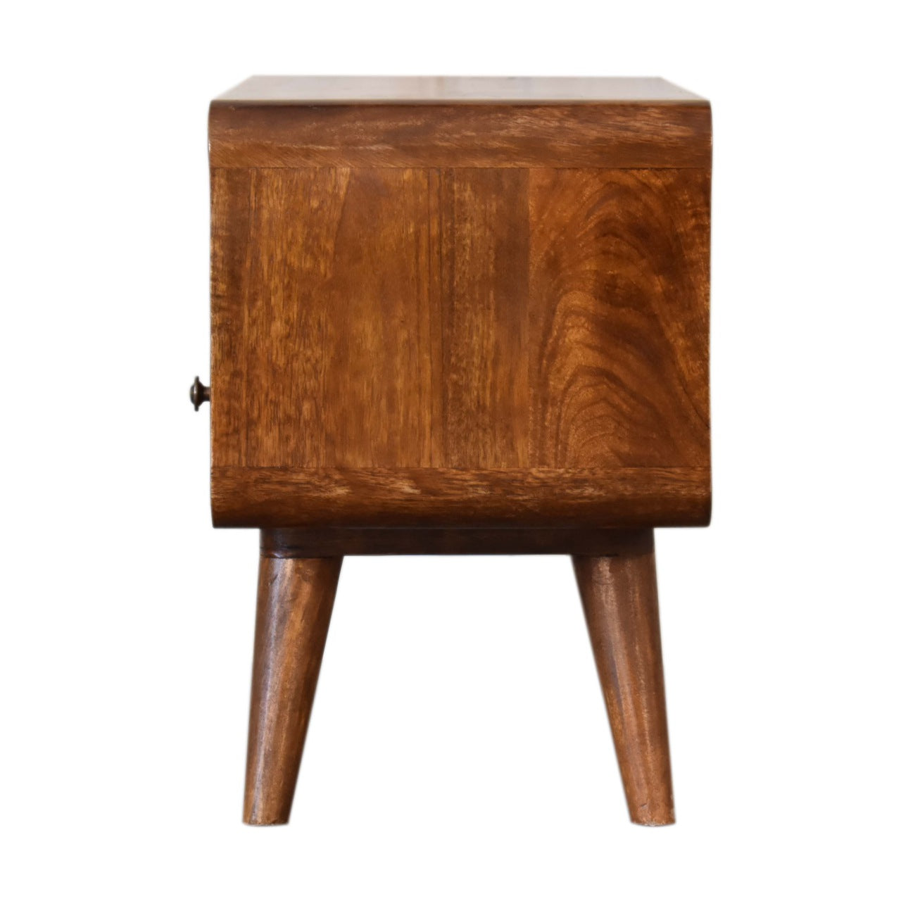 Mini Curved Chestnut Media Unit. 100% Solid Mango Wood