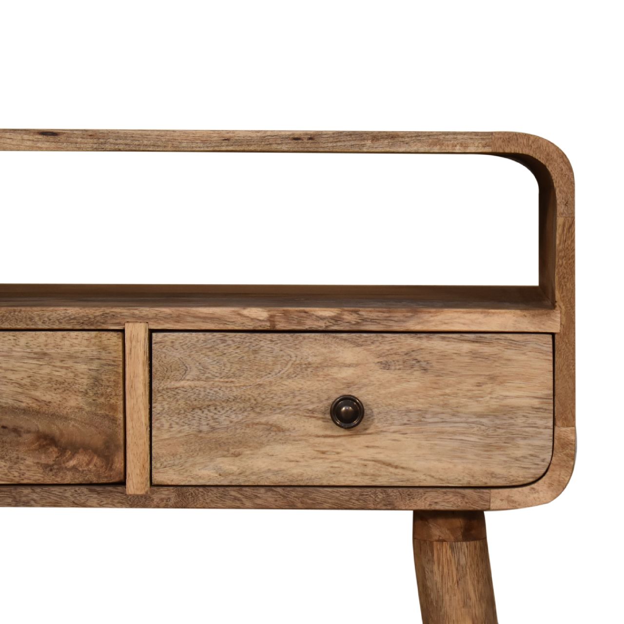 Mini Curved Oak-ish Console Table.100% Solid Mango Wood