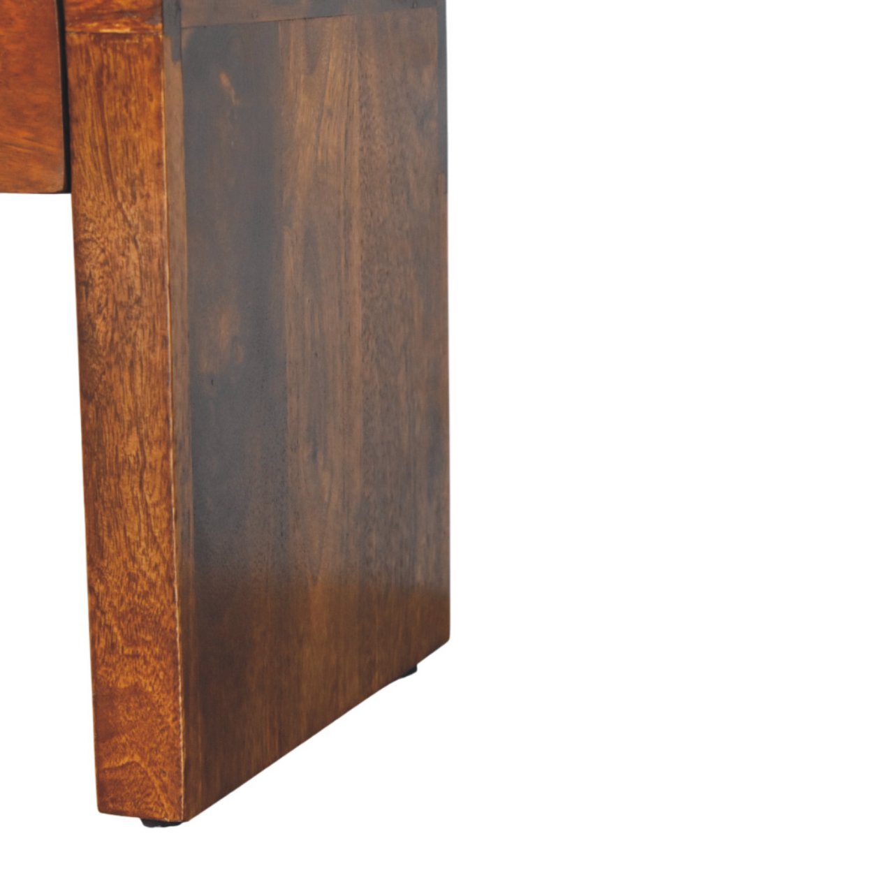 Mini Darcy Chestnut Nightstand with Curved Edges. 100% solid mango wood