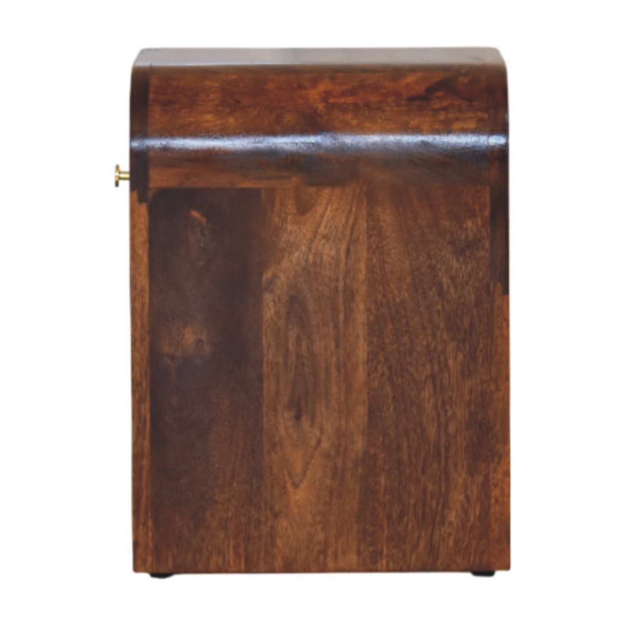 Mini Darcy Chestnut Nightstand with Curved Edges. 100% solid mango wood