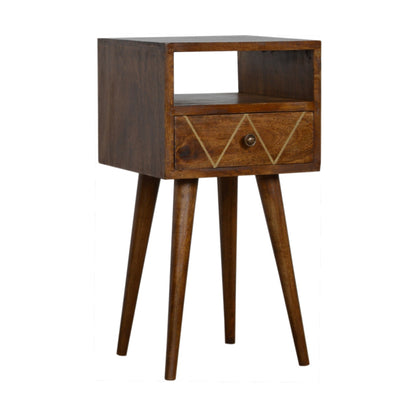 Mini Geo Brass Bedside.100% Solid Mango Wood