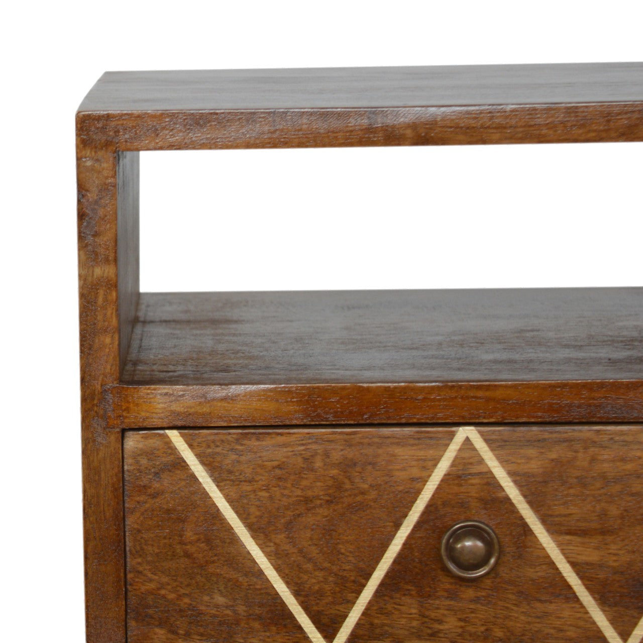 Mini Geo Brass Bedside.100% Solid Mango Wood