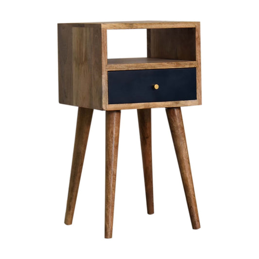 Mini Navy Blue Hand-Painted Bedside. 100% Solid Mango Wood
