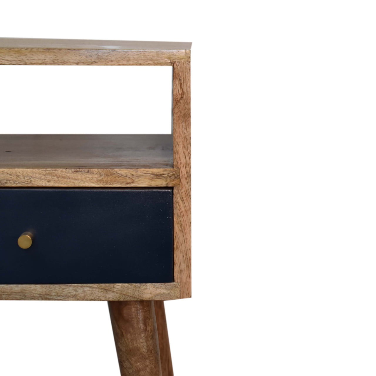 Mini Navy Blue Hand-Painted Bedside. 100% Solid Mango Wood
