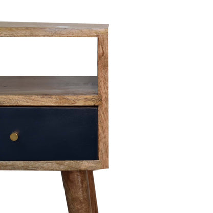 Mini Navy Blue Hand-Painted Bedside. 100% Solid Mango Wood