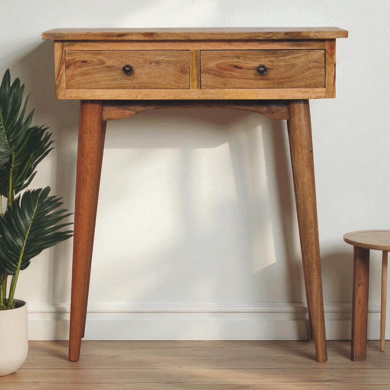 Mini Oak-ish Hallway Console Table. 100% Solid Mango Wood