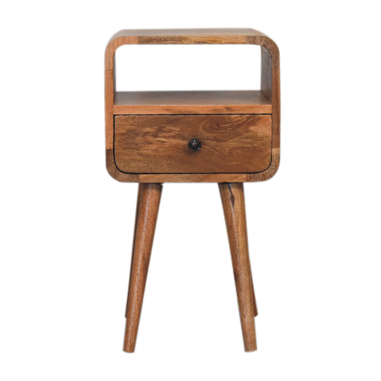 Mini Oakish Curve Open Bedside. 100% Solid Mango Wood