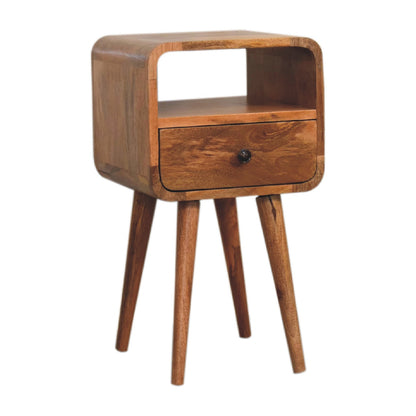 Mini Oakish Curve Open Bedside. 100% Solid Mango Wood