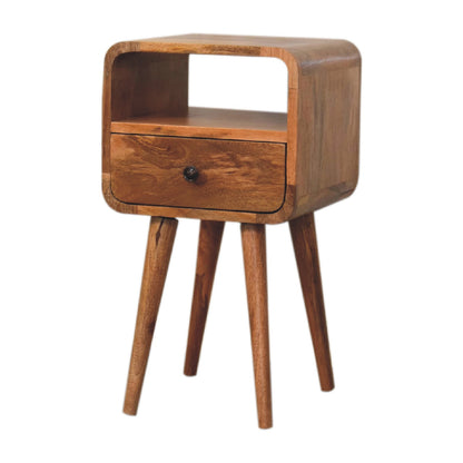 Mini Oakish Curve Open Bedside. 100% Solid Mango Wood