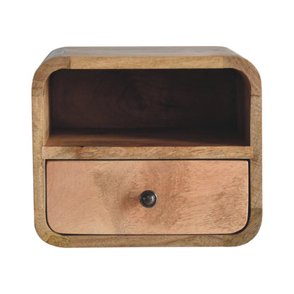 Mini Wall-Mounted Oak Bedside. 100% Solid Mango Wood