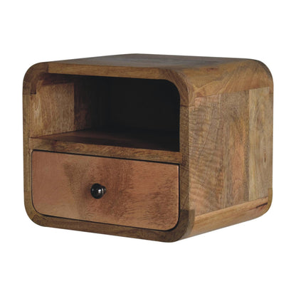 Mini Wall-Mounted Oak Bedside. 100% Solid Mango Wood