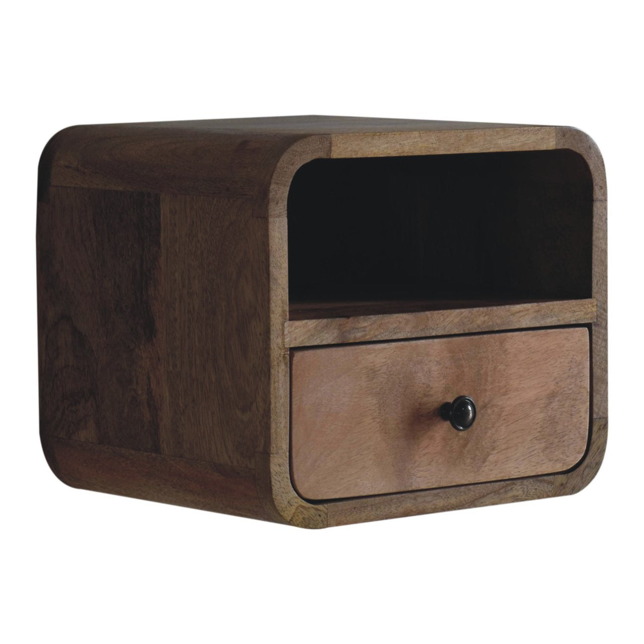 Mini Wall-Mounted Oak Bedside. 100% Solid Mango Wood