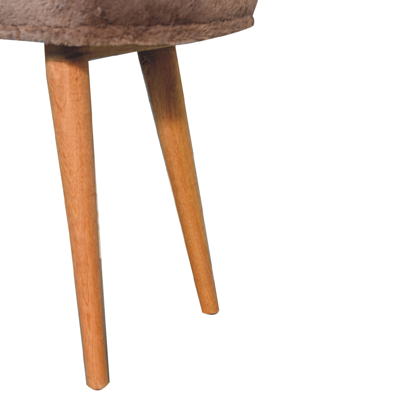 Mocha Faux Fur Fabric Bench. 100% Solid Mango Wood