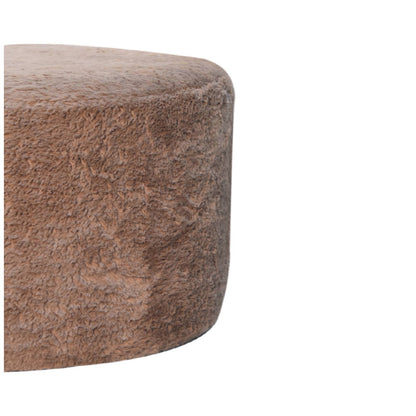 Mocha Faux Fur Footstool. 100% Solid Mango Wood