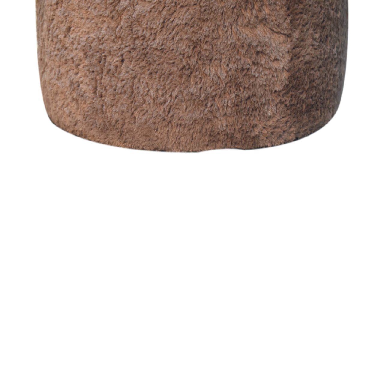 Mocha Faux Fur Footstool. 100% Solid Mango Wood