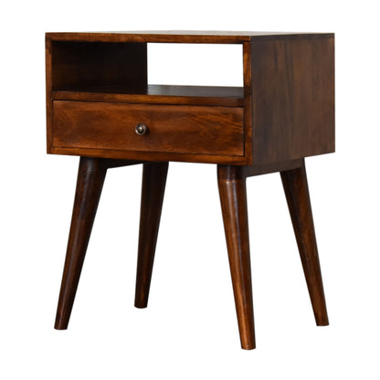 Modern Chestnut Solid Wood Bedside. 100% Solid Mango Wood
