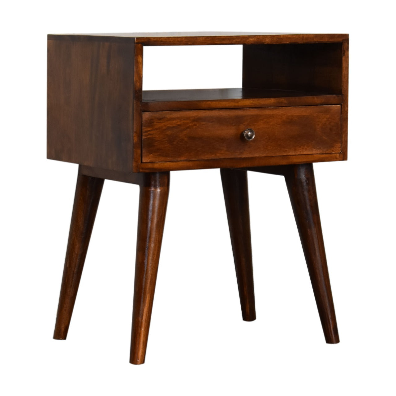 Modern Chestnut Solid Wood Bedside. 100% Solid Mango Wood
