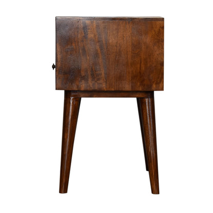 Modern Chestnut Solid Wood Bedside. 100% Solid Mango Wood