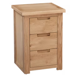Moderna 3 Drawer Bedside. Oak Finish 100% Solid Oak