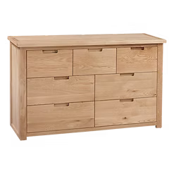 Moderna 7 Drawer Chest. Oak Finish 100% Solid Oak