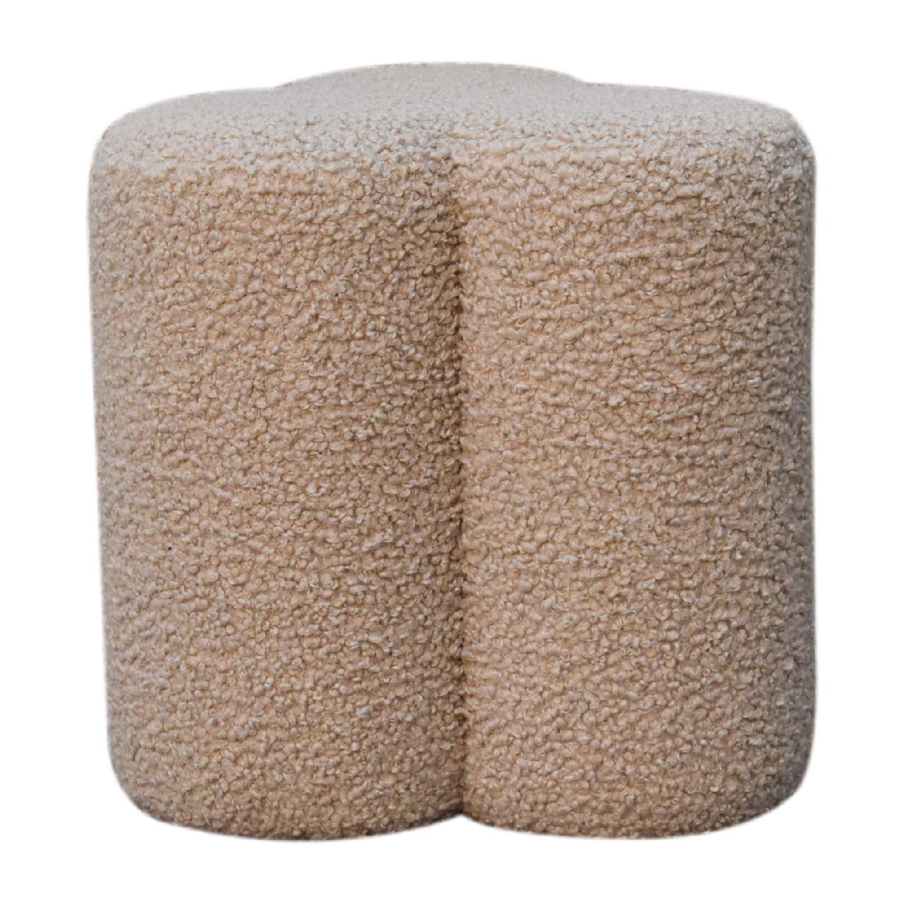 Mud Boucle Clover Footstool. 100% Solid Mango Wood