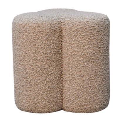 Mud Boucle Clover Footstool. 100% Solid Mango Wood