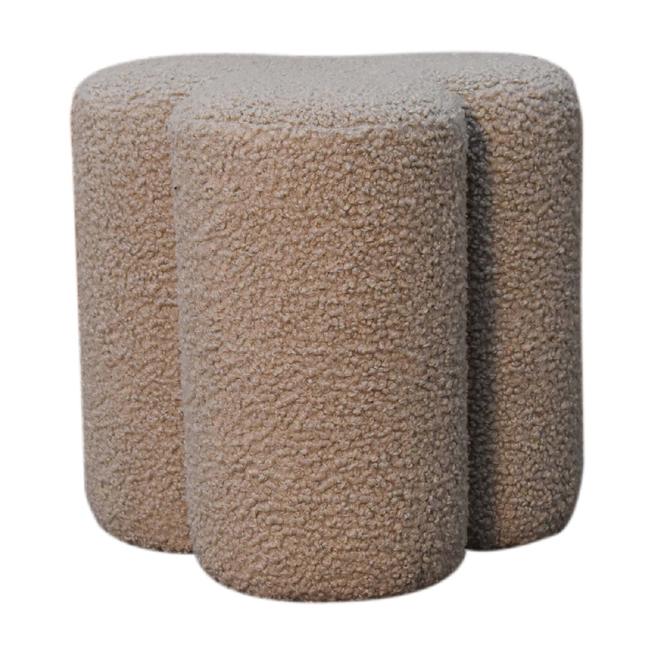 Mud Boucle Clover Footstool. 100% Solid Mango Wood