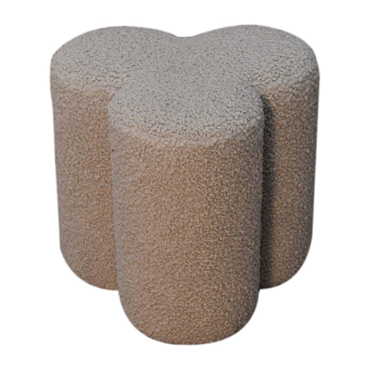 Mud Boucle Clover Footstool. 100% Solid Mango Wood