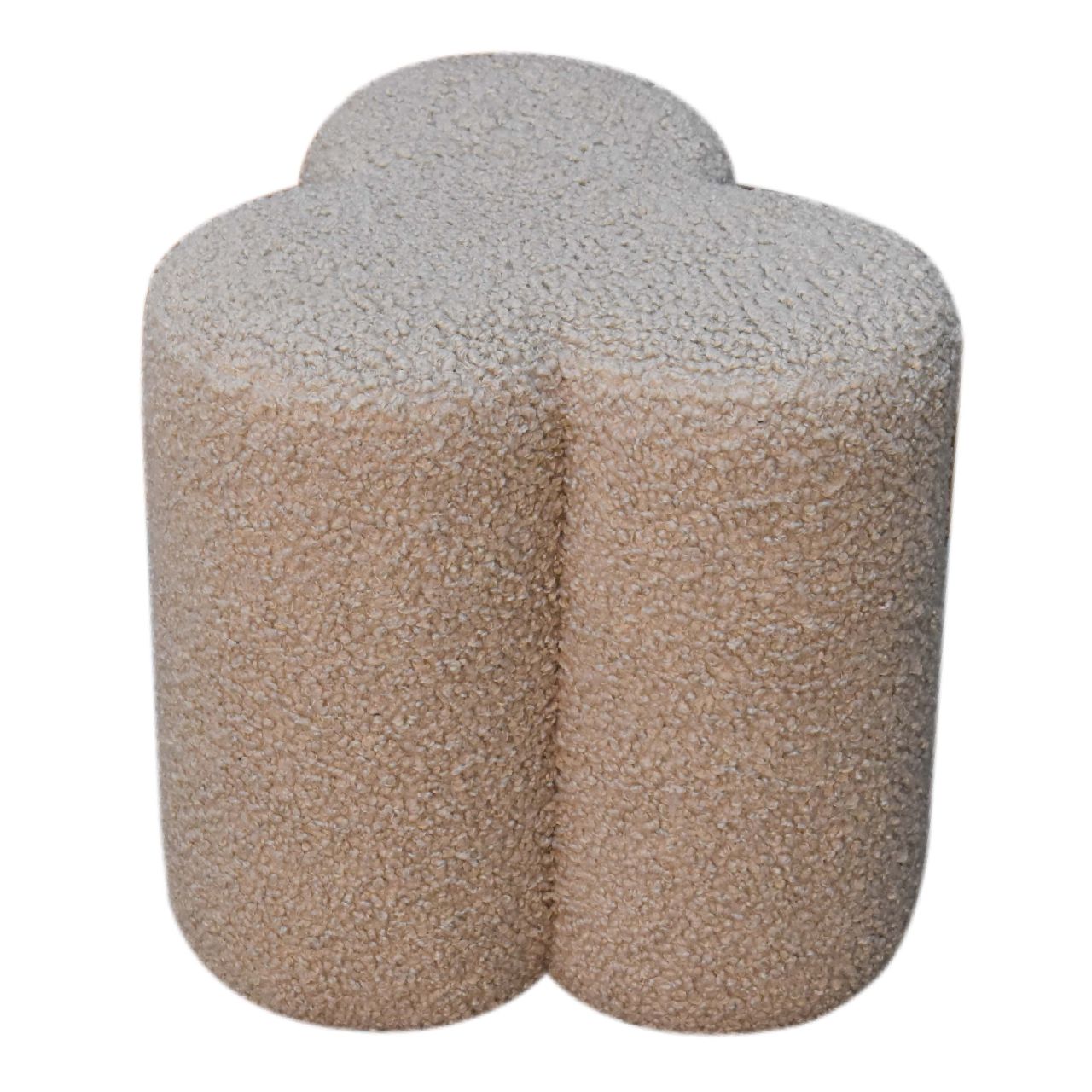 Mud Boucle Clover Footstool. 100% Solid Mango Wood
