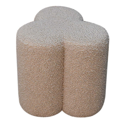 Mud Boucle Clover Footstool. 100% Solid Mango Wood