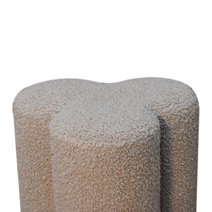 Mud Boucle Clover Footstool. 100% Solid Mango Wood