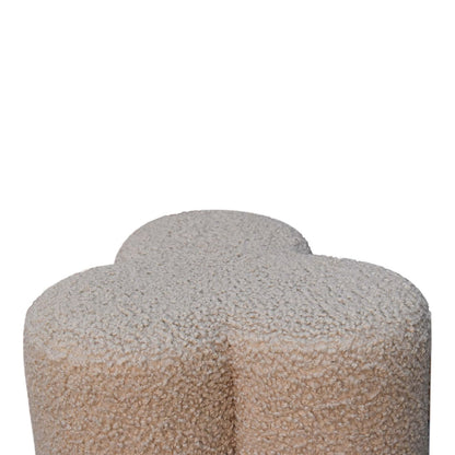 Mud Boucle Clover Footstool. 100% Solid Mango Wood