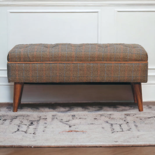 Multi Tweed Buffalo Pipe Bench. 100% Solid Mango Wood 