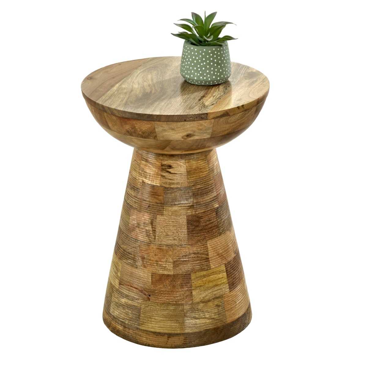 Mushroom Wood Side Table. 100% Solid Mango Wood.