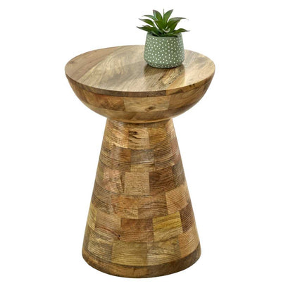 Mushroom Wood Side Table. 100% Solid Mango Wood.