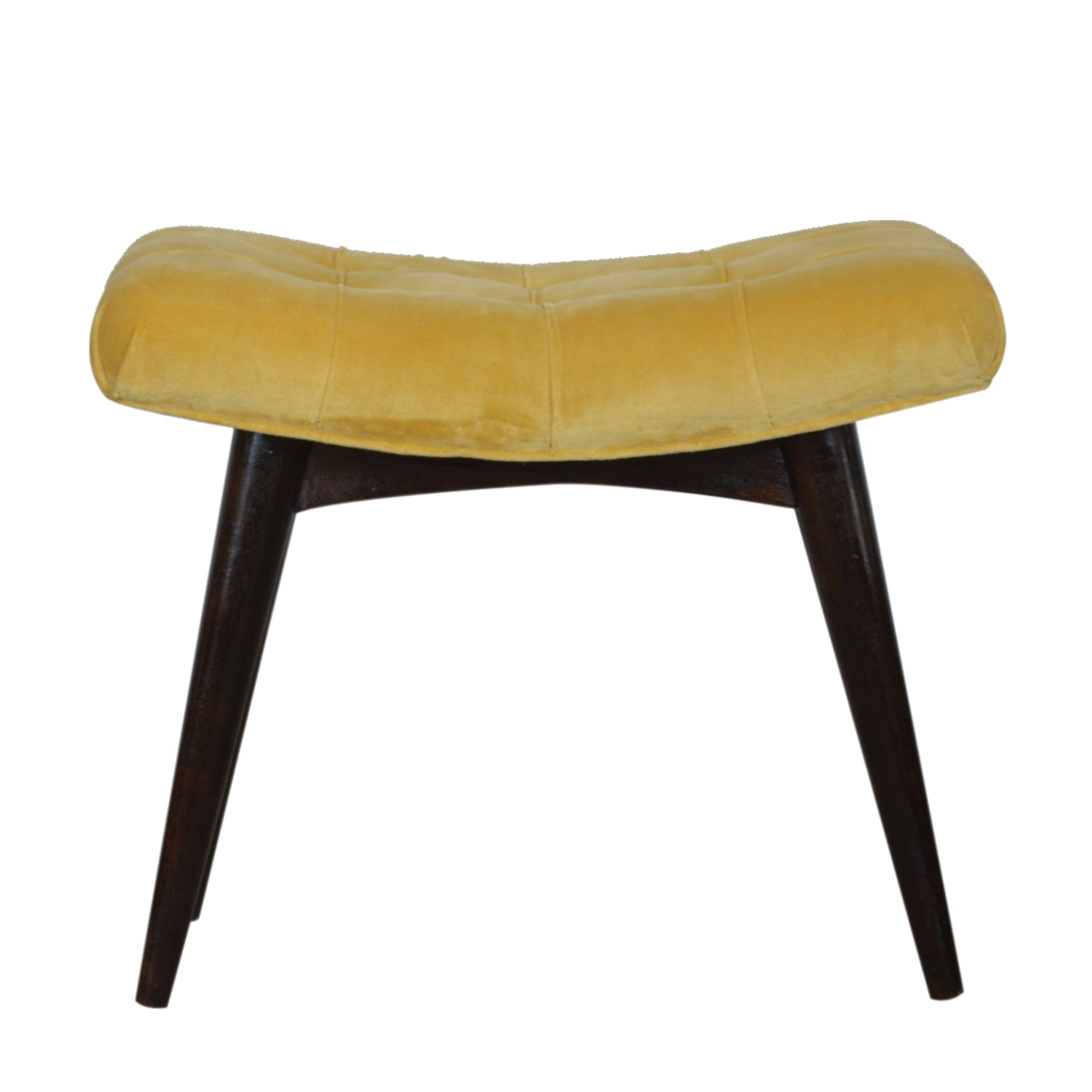 Mustard Velvet Curved Bench. 100% Solid Mango Wood