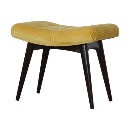 Mustard Velvet Curved Bench. 100% Solid Mango Wood