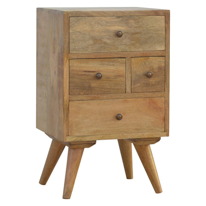 Nordic Style 4 Drawer Multi Bedside 100% solid mango wood