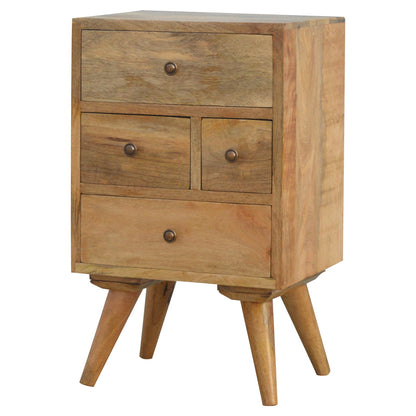 Nordic Style 4 Drawer Multi Bedside 100% solid mango wood