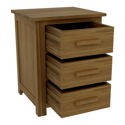 Opus 3 Drawer Bedside. 100% Solid Oak