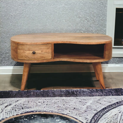 Oak-ish Wave Coffee Table. 100% Solid Mango Wood