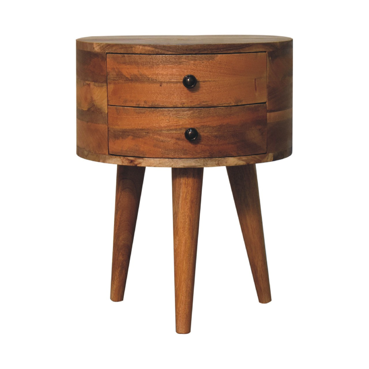 Odyssey Oak-ish Tripod Bedside. 100% Solid Mango Wood