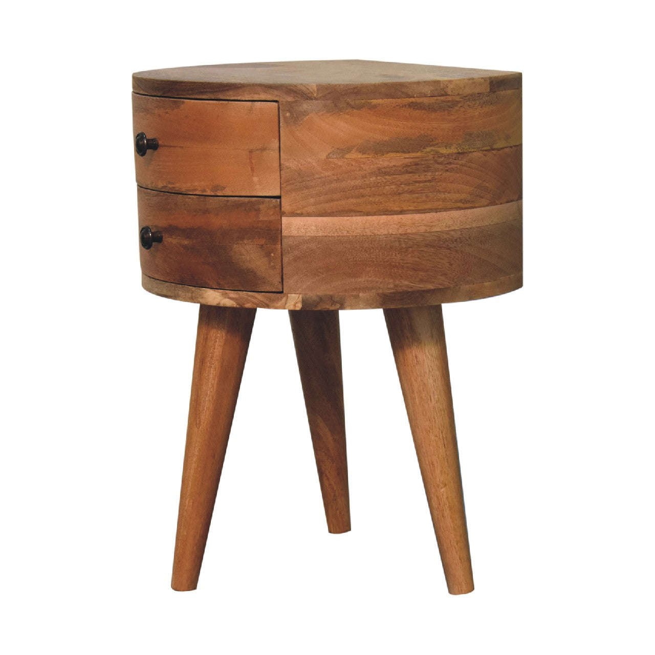Odyssey Oak-ish Tripod Bedside. 100% Solid Mango Wood