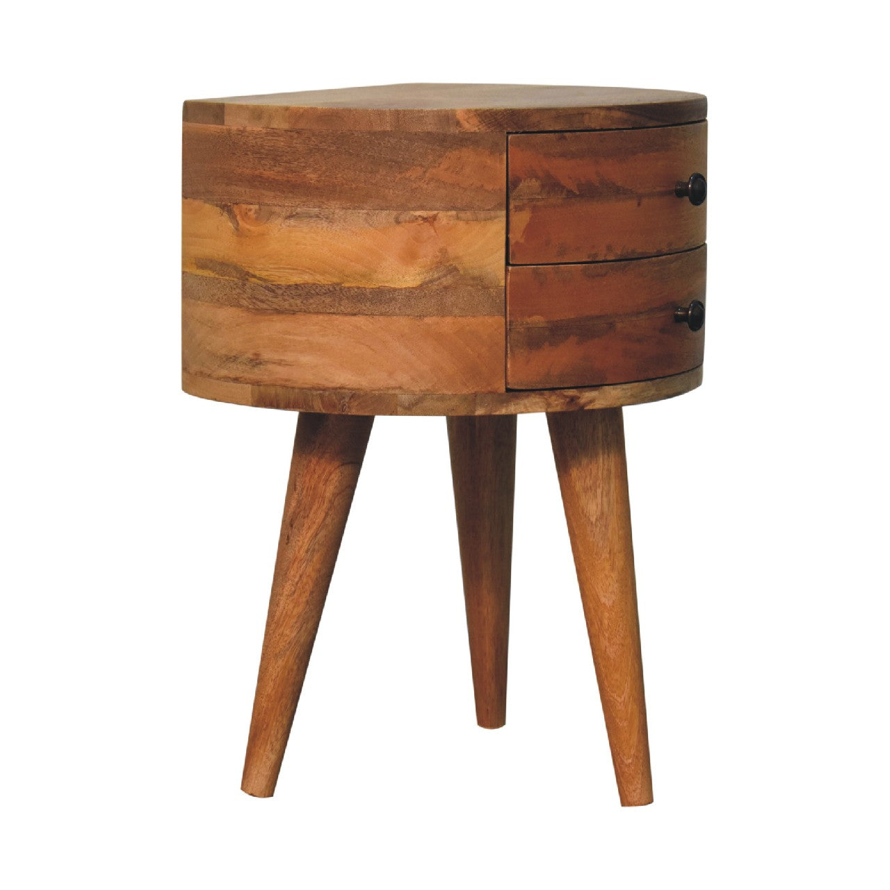 Odyssey Oak-ish Tripod Bedside. 100% Solid Mango Wood