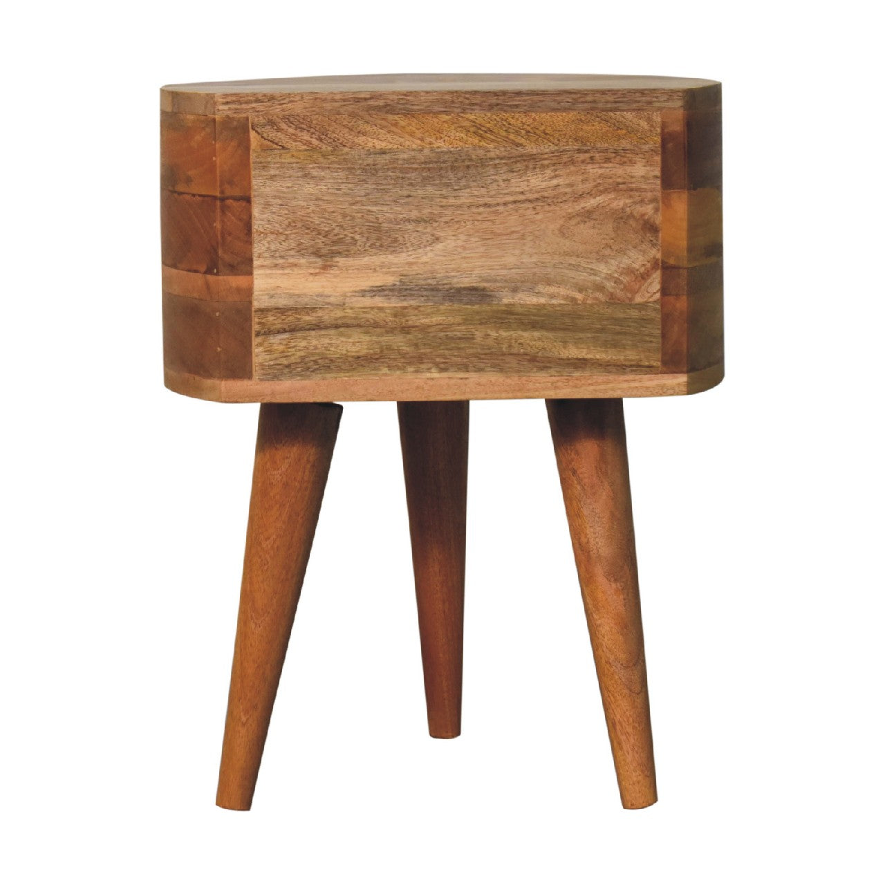 Odyssey Oak-ish Tripod Bedside. 100% Solid Mango Wood