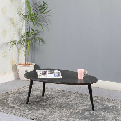 Opal Black Marble Coffee Table, Metal Legs