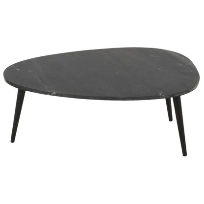 Opal Black Marble Coffee Table, Metal Legs